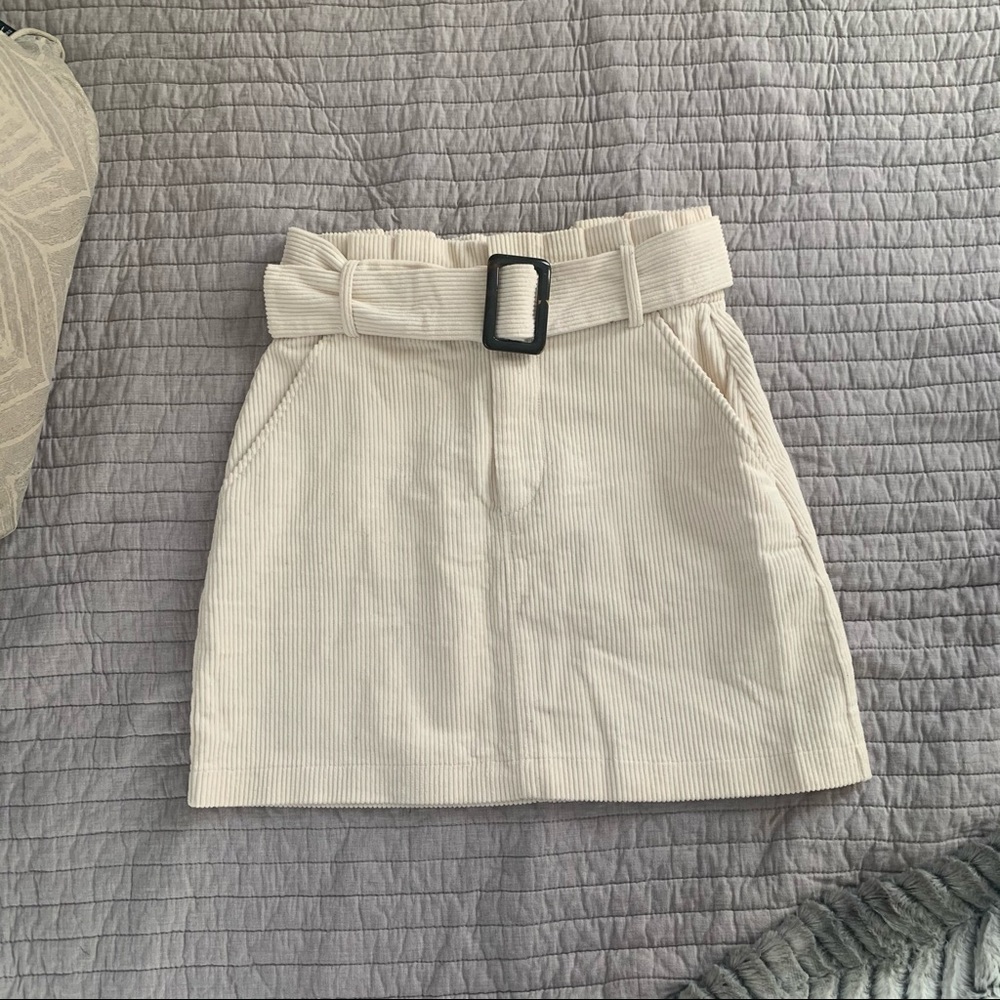 Cream Corduroy Skirt